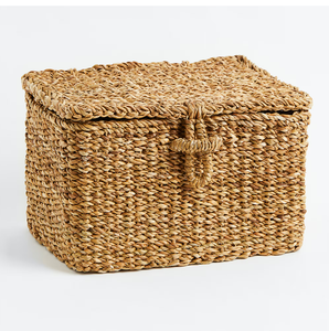 Cesta de jacinto de agua cilíndrica alta con intrincada textura de tejido vertical, ideal para periódicos disponibles a precios de mayorista - Product Image 4