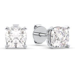 REYES Personalized 925 Sterling <b>Silver</b> CVD Lab Grown Diamond Screw <b>Back</b> Stud Earrings For Women 14K White Gold Plated Jewelry - Product Image 1