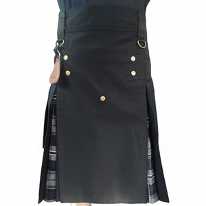 Prime Hybrid Utility Kilt para hombre 290 Gsm Twill Cotton Black Scottish Tartan Cargo Trouser Style Prime Hybrid Apparel - Product Image 2