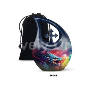 Hot Sale Tear Drop Dragon Master Cremation Adult Urn for Human Ashes Decorative Cross Funeral Urn With Free <b>Velvet</b> <b>Bag</b> - Product Image 1