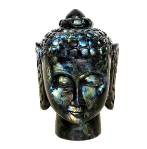 Statue de Bouddha en pierre, décoration religieuse pour la maison, sculpture artisanale en labradorite, statue personnalisée, fabrication indienne, statues en pierre naturelle, Rudra - Product Image 1