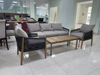Chaise de patio en bois massif tout temps personnalisable canapé en teck pour intérieur/extérieur ensemble de meubles de salon design convertible