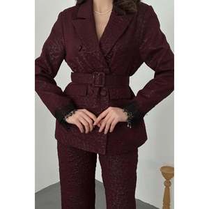 Burgundy Set with <b>Lace</b> <b>Sleeves</b> - Burgundy - Product Image 4