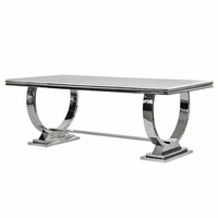 Mesa auxiliar, mesas auxiliares anidadas, línea de acento moderno, mesa lateral, forma rectangular con vidrio doble para restaurante, Hotel, banquete