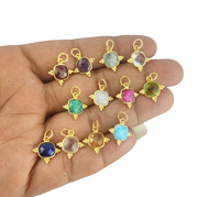 8mm Yastık Şeklinde Doğum Taşı Kolye Ucu 925 Ayar Gümüş Altın Kaplama Süslü Çerçeveli Charm Unisex Küpe Kolye Üçlü