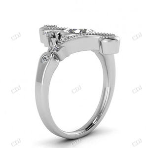 Bague de fiançailles exclusive en or massif 18 carats pour femme Ensemble de lunette de style art déco Bijoux en moissanite avec certificat GRA en diamant de dérivation - Product Image 2