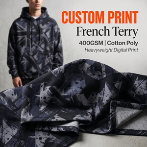 Rouleau de <span class=keywords><strong>tissu</strong></span> molletonné en coton et polyester 400 GSM, impression numérique personnalisée, <span class=keywords><strong>tissu</strong></span> <span class=keywords><strong>épais</strong></span> pour sweat à capuche - Product Image 1