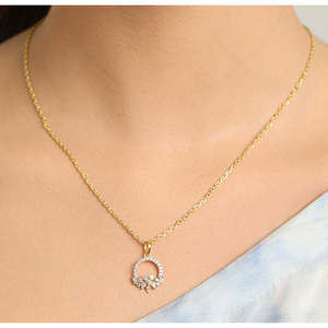 Collar con Colgante Tica de Plata de Ley 925 CLARA, Diseño Geométrico de Flor, Rodio, Moderno, para Compromiso, con Zirconia - Product Image 6