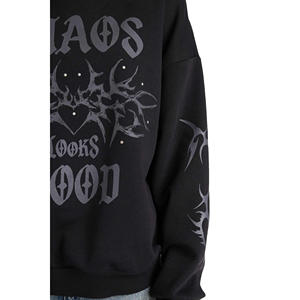 Vente en gros de sweat à capuche pour femme en hiver marque design avec strass sérigraphie personnalisée en coton ouatine surdimensionné - Product Image 4