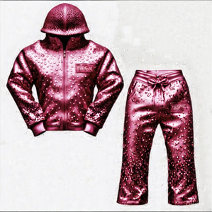 Logo personnalisé pour femmes, survêtement avec strass, jogging évasé, pantalon de survêtement et sweat à capuche avec fermeture éclair, fournisseur d'ensemble - Product Image 4