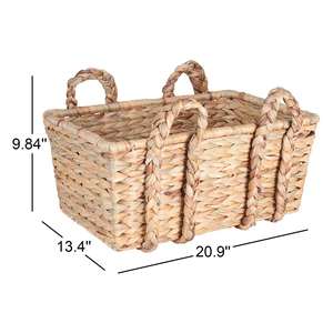 Handwoven Natural Water Hyacinth Basket Securely in Four Steps Handmade Storage Basket Wholesale Eco-friendly Made in Vietnam - Product Image 2