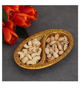 Plateau en métal en forme de paon fabriqué à la main de qualité supérieure avec finition dorée utilisé pour le service et la table de restaurant d'hôtel - Product Image 4