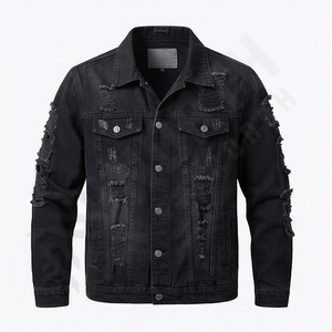 Veste en jean pour homme de haute qualité, personnalisée, à col montant, réversible, mode d'hiver, streetwear, design élégant, jean tendance, durable - Product Image 1