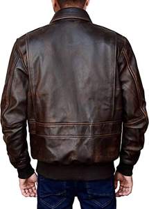 Hasnain-chaqueta de cuero para hombre personalizada, Cazadora Bomber de cuero para motocicleta con cremallera - Product Image 4