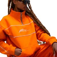 Ensemble de survêtement orange pour homme, pull à demi-zip, pantalon de jogging, vêtements de sport décontractés, coton unisexe
