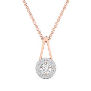 Dainty Round Cut Diamond Halo Solitaire Pendant 0.50 Ct F Color VS Clarity Lab Grown Diamond <b>In</b> 14K Gold Daily Wear Gift - Product Image 3
