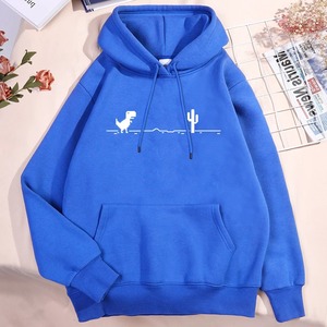 Sweat à capuche Little Dinosaur pour hommes et femmes, 100% coton, épais, avec poche, mignon, chaud pour l'automne, col rond - Product Image 4