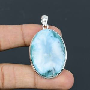 Larimar 925 pendentif en argent Sterling bijoux faits à la main Original pendentif en pierres précieuses pendentif délicat cadeau femmes Larimar bijoux pour elle - Product Image 1
