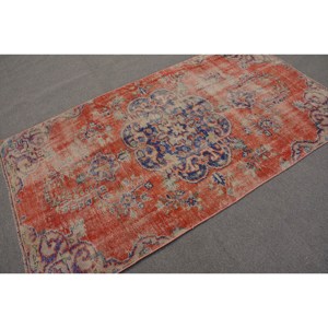 Alfombra turca Vintage diseño de retazos rojos y azules 4,1x9,4 pies tejido plano de lana de área grande para decoraciones de sala de estar - Product Image 2