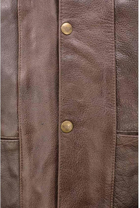 Chaleco de cuero auténtico para hombre, chaleco de cuero marrón Retro con bolsillos laterales, cuello en V, chaleco para motociclista, chalecos de estilo 2025 hechos a medida de alta calidad - Product Image 5