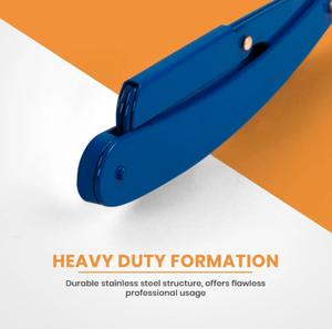 Maquinilla de afeitar de borde recto de peluquero profesional azul con 100 cuchillas de paquete 100 por ciento de acero inoxidable POR ANAAIF - Product Image 5