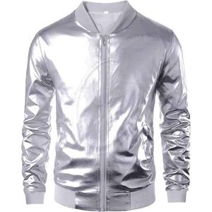 Veste universitaire dorée pour homme Veste métallique surdimensionnée coupe-vent 70's Disco Bomber Jackets Christmas Party - Product Image 4