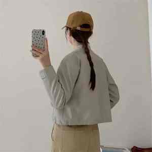 Automne femmes décontracté court Faux cuir Pu veste à manches longues motard col montant manteau respirant toile solide uni teint - Product Image 3