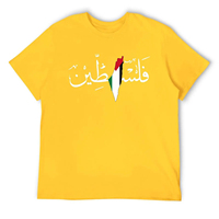 T-shirt à col rond coupe classique avec drapeau de la Palestine, manches courtes, en coton, décontracté, imprimé, motif lettres sur le devant, jersey pour homme