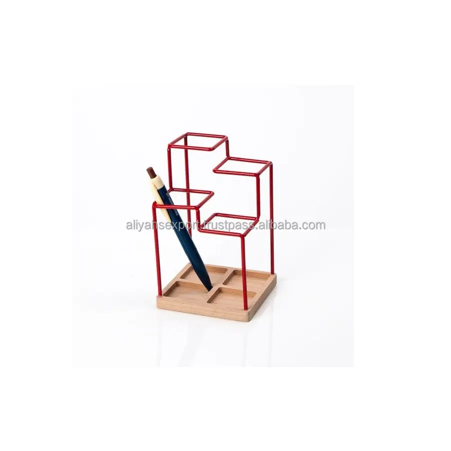 Porte-crayon en fil rouge porte-stylo peint forme tendance et unique vaisselle cadeau d'entreprise porte-stylo Base solide