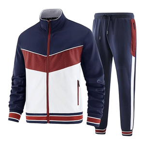Diseño personalizado de los hombres de invierno de talla grande sólido Zip-Up chándal de manga larga Jogging Sweatsuit traje de 2 piezas - Product Image 5