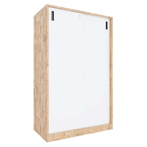 Armoire de classement à porte coulissante au design minimaliste avec serrure 80x40x126cm en fer et bois de caoutchouc THS68030 pour bureau et atelier - Product Image 1