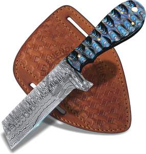 Cuchillo de acero de Damasco para niño vaca DIY, mango de madera Tang completo, cortador de toro plano, cuchillo desollado para caza al aire libre, senderismo, ODM personalizado - Product Image 4