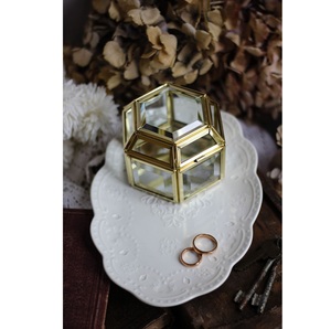 Boîte à bijoux de luxe carrée en laiton et verre avec finition dorée, écologique, personnalisable pour le rangement et l'exposition de bijoux haut de gamme - Product Image 3