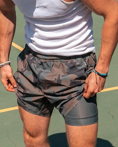 Pantalones cortos deportivos de gimnasio para hombre, nueva tendencia de verano, transpirables, de doble capa, de secado rápido, para correr al aire libre, Fitness, patrón sólido - Product Image 2