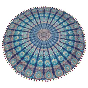 Nuovo Mandala stampato in cotone colorato lenzuola/arazzi da parete all'ingrosso da India rotonda coperta da spiaggia