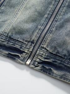High-quality High Quality Slim Fit <b>Denim</b> Jacket Moto Biker Style Jacket Customized Autumn Winter <b>Denim</b> <b>Coat</b> Plain Dyed Woven - Product Image 5