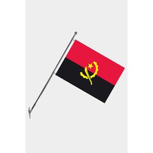Ensemble de mât de drapeau télescopique Angola à fixation murale avec bannières et graphiques en polyester imprimés numériquement - Product Image 1
