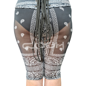 Corsé de moda con estampado de bandana negra y efecto adelgazante en la cintura para mujer, conjunto coordinado de corsé y leggings estampados estilo streetwear. - Product Image 4