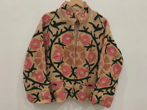 Chaqueta Bordada Suzani India, Abrigo Suzani de Algodón, Chaqueta de Verano, Chaqueta Corta Suzani para Mujer - Product Image 2