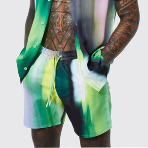 Oem low price custom woven printed beach wear shorts men <b>shirts</b> set Good Quality Printed Promotion Beach wear set - Product Image 4