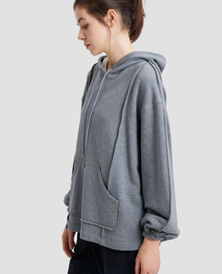 Vente en gros Pull brodé graphique personnalisé Sublimation impression bouffante Boxy Streetwear décontracté solide tricoté Hoodies pour femme - Product Image 6