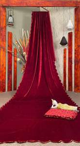 Sari de mezcla de seda pesada de diseñador tradicional, nuevo diseñador, ropa de fiesta, Sari de terciopelo con Secuencia de cordón, blusa de trabajo bordada - Product Image 4