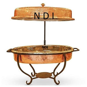 Chauffe-plat en métal finition antique Design moderne chauffe-plats en laiton chauffe-plats en métal mariage hôtel restauration article de service - Product Image 4