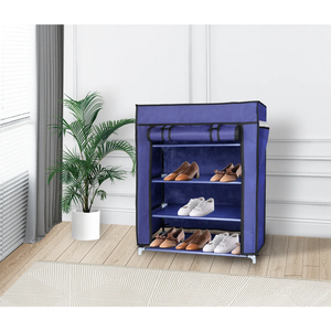 Scarpiera Moderna a 4 Livelli con Tasca Laterale, Organizzatore Minimalista in Tessuto per Casa, Caratteristiche Convertibili, Contiene 24 Scarpe - Product Image 2