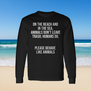 T-Shirt a Maniche Lunghe Vegana con Stampa 'Vegani, Vegetariani, Gli Animali Non Lasciano Rifiuti', Abbigliamento Promozionale Ecologico - Product Image 3