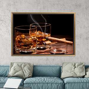 Elegante Lienzo Impreso para Decoración Moderna de Cuarto de Hombre, Lienzo con Marco Dorado - Product Image 1