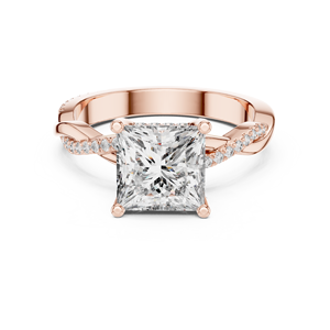 Bague de fiançailles en diamant de laboratoire taille princesse, or rose 18 carats plaqué rhodium, clarté VS1, bijoux personnalisés pour anniversaire, qualité supérieure - Product Image 1