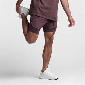 Pantalones cortos para correr dos en uno para hombre, pantalones cortos de entrenamiento físico para gimnasio con forro de compresión interior, ropa deportiva de secado rápido, servicios OEM ODM - Product Image 6