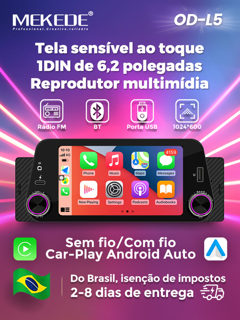 MEKEDE Brazil Stock NOT Tax Fast Shipping MP5 FM Radio Car Video Player System Android Car-play With BT for Universal Car Model