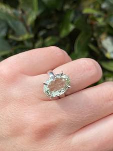 แหวนเงินแท้ประดับพลอยอะมีทิสต์สีเขียวพราซิโอไลต์ แหวนทำมือ แหวนพลอยอะมีทิสต์สีเขียว - Product Image 3